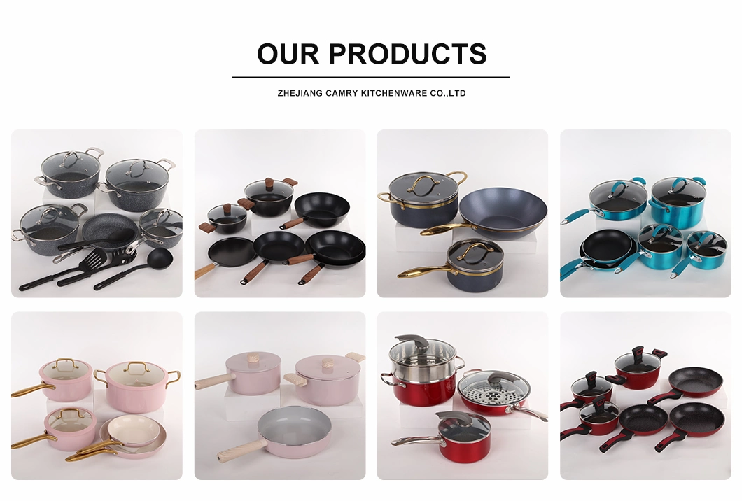 Factory Manufacture Ceramic Nonstick Coating Gradient Color Forged Aluminum Cookware Set