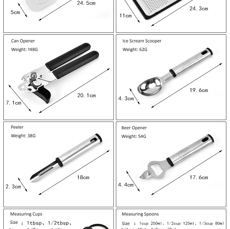 Set 24 Nylon and Stainless Steel Heat Resistant Cooking Utensils Set