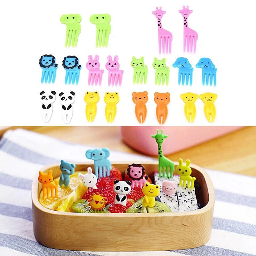 Aohea Food Picks Fruit Forks Kids Skewers Kids Plastic Mini Forks for Kids