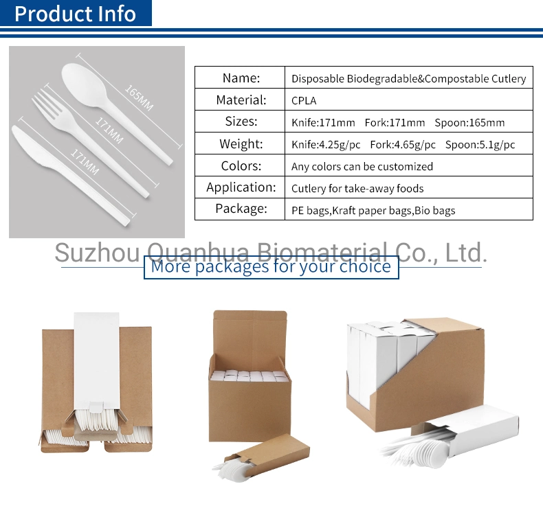 Cpla Disposable Eating Tableware Biodegradable Cutlery Set