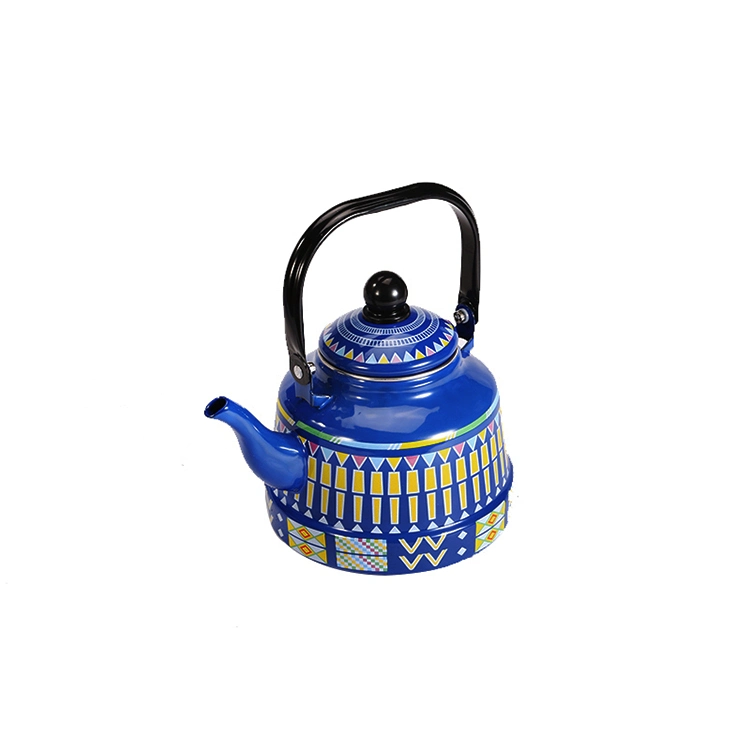 Factory Hot Sale Blue Enamel Tea Kettle Cookware Antique Coffee Pot with Stainless Steel Handle