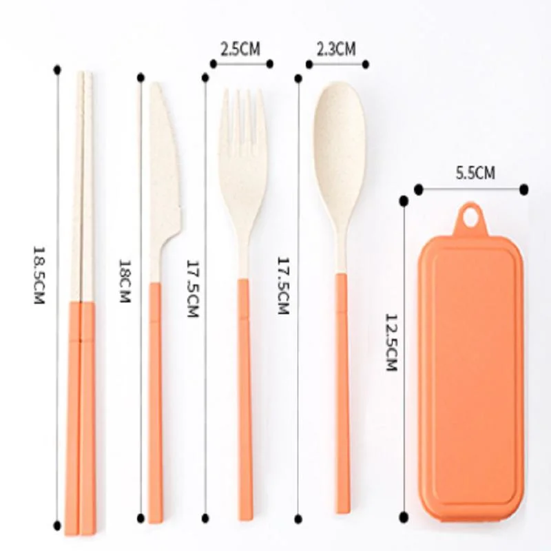 Creative Wheat Straw Folding Knife, Fork, Spoon, Chopsticks, Student Portable Tableware Set