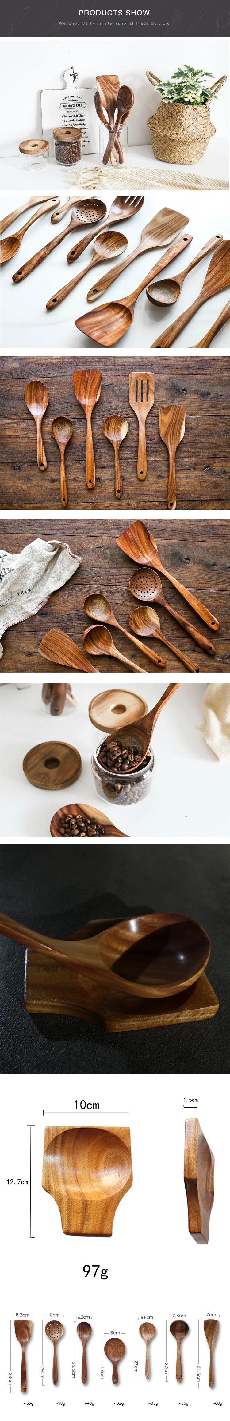 Wholesale Natural Wooden Kitchen Utensils Wooden Spoons Nonstick Kitchen Utensil Set