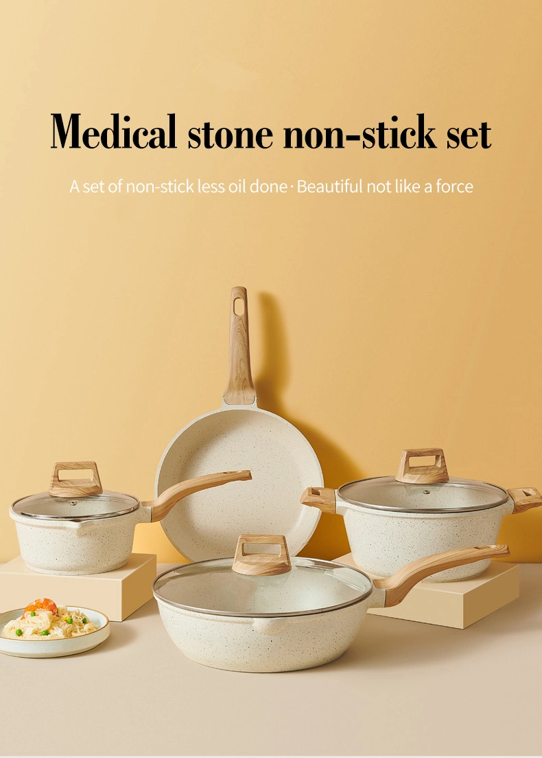 Granite Marble Cooking Pot Set Aluminum Non-Stick Kitchen Utensils Sets