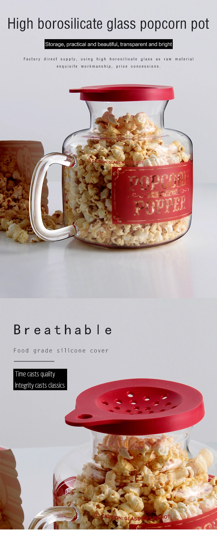 New Design Microwave Micro-Pop Popcorn Popper Glass Bakeware, Popcorn Bakeware
