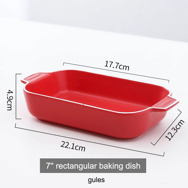 7 Inch Microwave Oven Heat Resistant Rectangular Baking Plate Set Kitchen Accessories Porcelain Baking Dishes Ceramic Bakeware