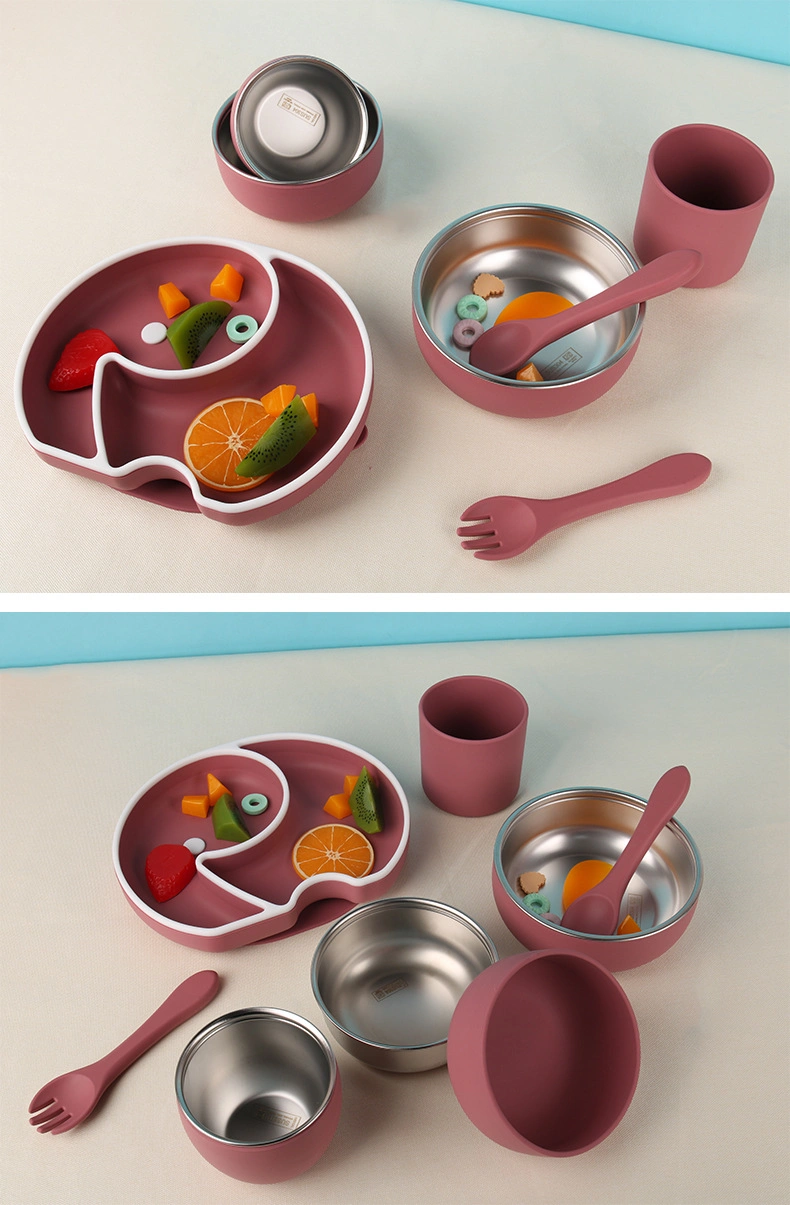 Factory New Arrival Baby Kids Stainless Steel 304 Silicone Dining Diner Bowl
