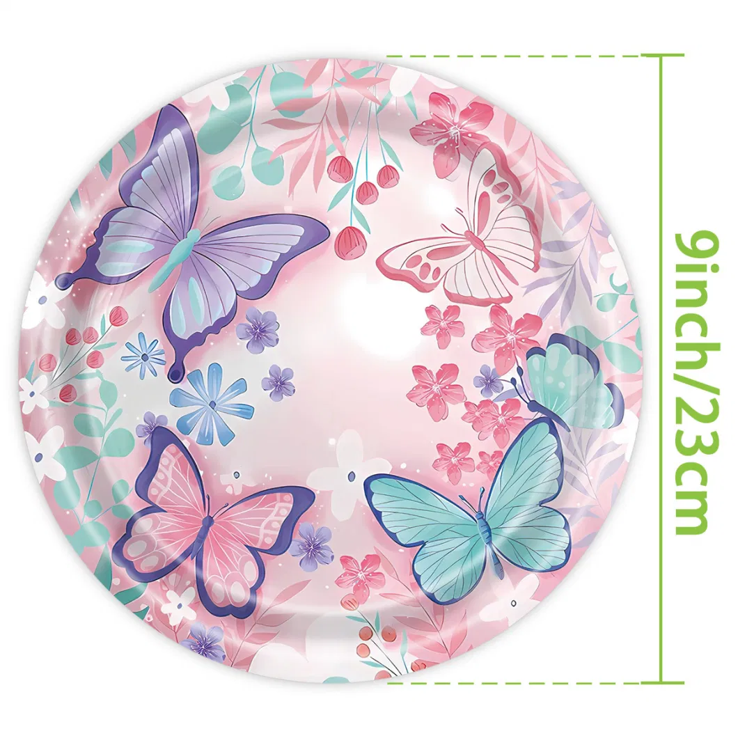 Valentine&prime;s Day Butterfly Theme Party Disposable Paper Plate Tissue Knife Fork Spoon Party Decoration Supplies Tableware Set