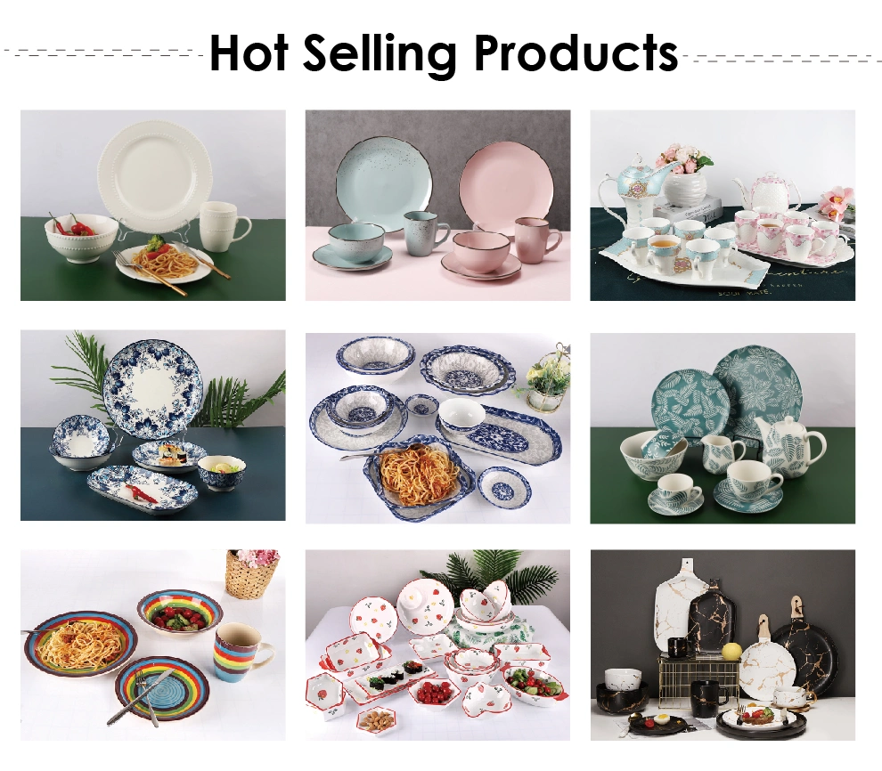 Wholesale 12 Pieces Stoneware Plates and Bowls Set Custom Kitchen Dinnerware Set with Royal Glazed