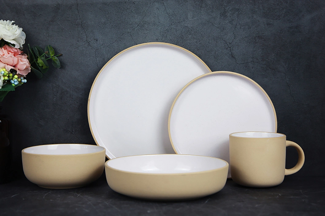 Free Sample Gray Color Ceramic Crockery Dinner Plates Set, Porcelain Restaurant Dinnerware Sets Tableware