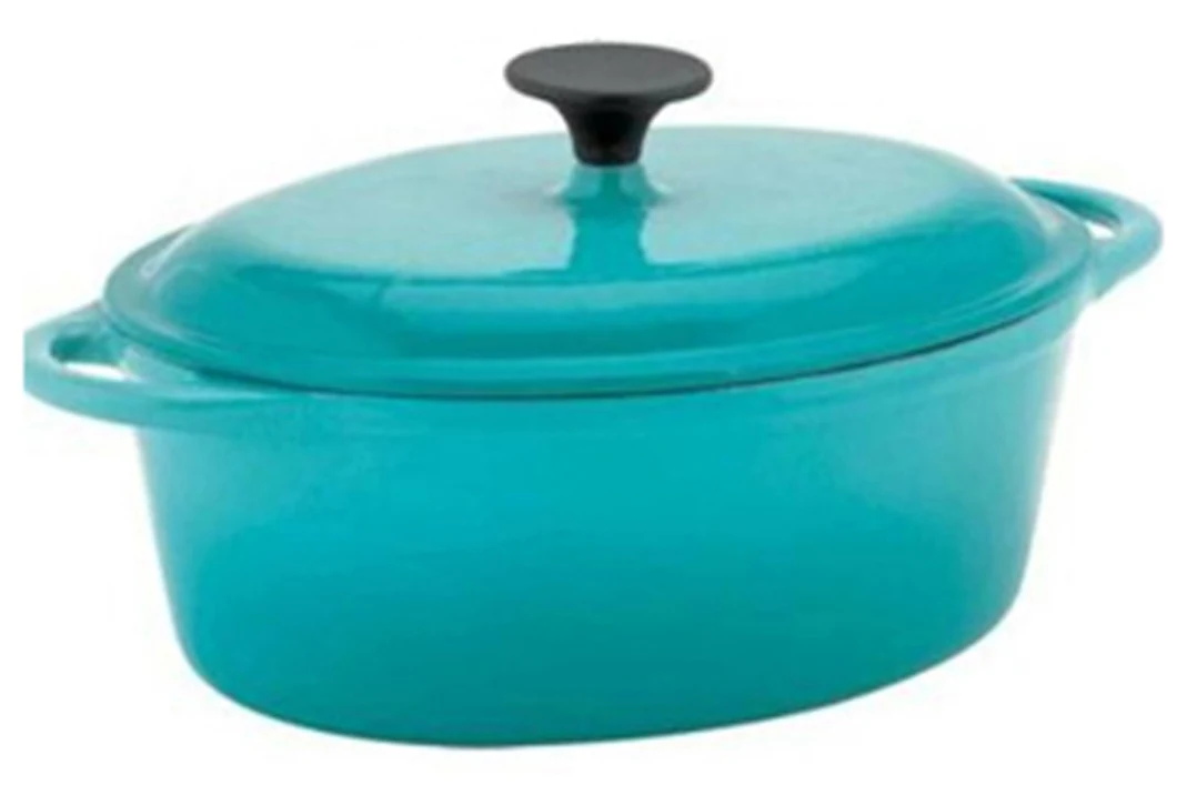 Cast Iron Enamel Casserole Oval Dutch Oven with Square Handles