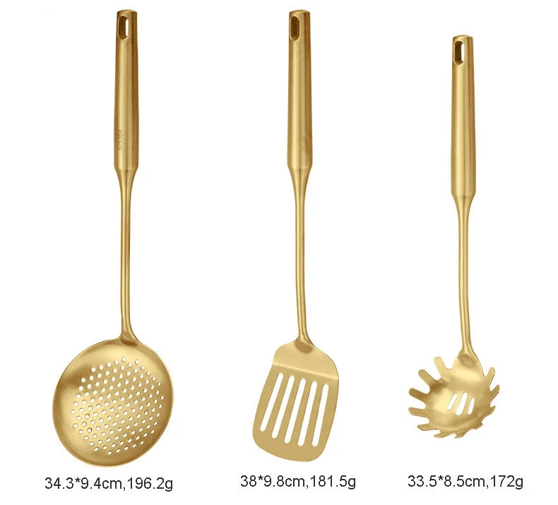 Hollow Handle Metal Cooking Tool Set Stainless Steel Gold Kitchen Utensils Set Kitchen Accessories