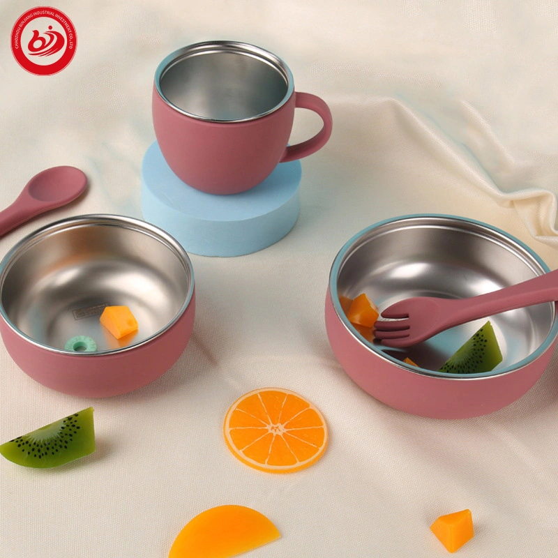 Factory New Arrival Baby Kids Stainless Steel 304 Silicone Dining Diner Bowl