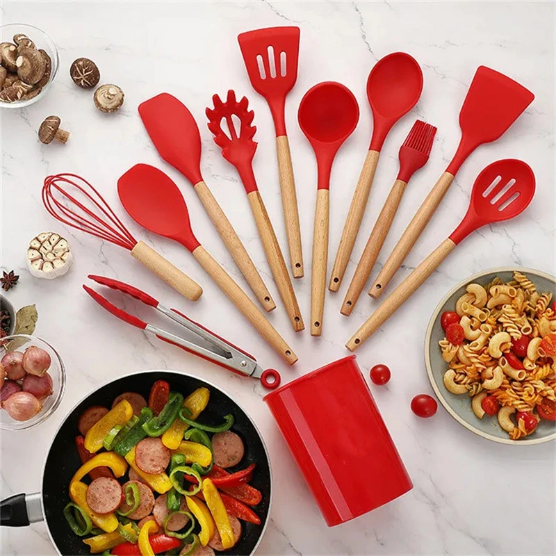 BPA Free Nonstick Kitchen Tools Colored Cooking Kitchen Gadgets Silicone Kitchen Utensils Set