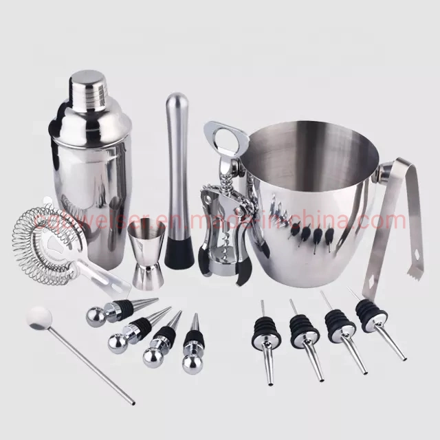 Stainless Steel Boston Shaker Bartending Kit Bar Wine Tools Set