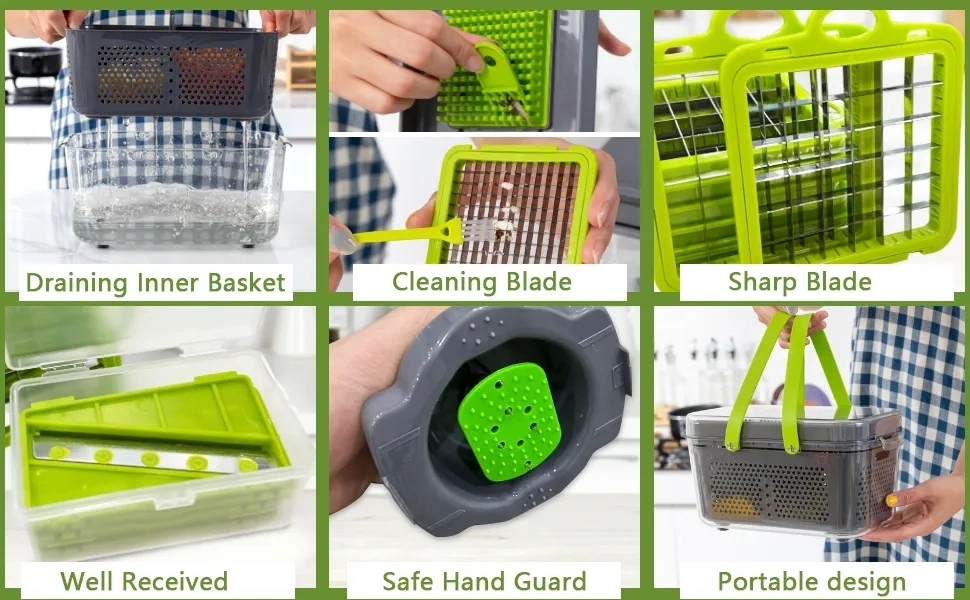 Kitchen Vegetable Slicer Vegetable Chopper 22 in 1 Fruit Vegetable Tools Manual Multifunctional Food Chopper Container