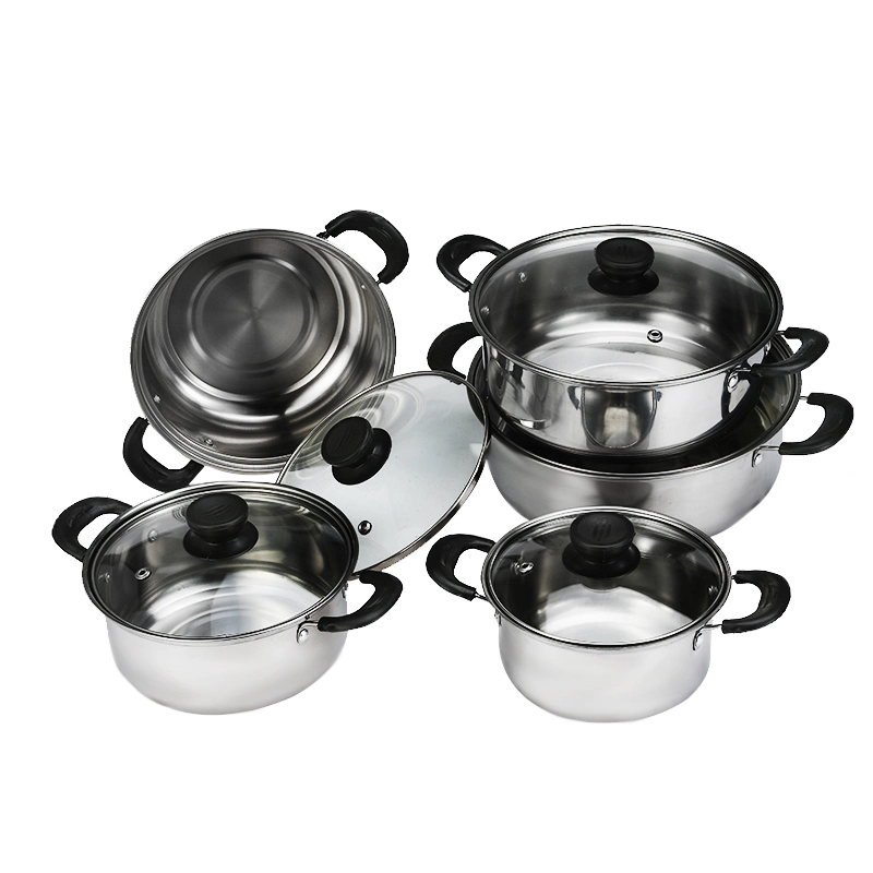 Kitchen Cookware Pots Set Stainless Steel Casseroles Soup Pot with Glass Cover