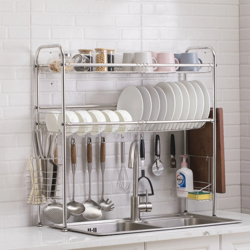 Sink Kitchen Plate Rack Stand 201 Stainless Steel Organizer Tableware Drainer Dish Drying Rack