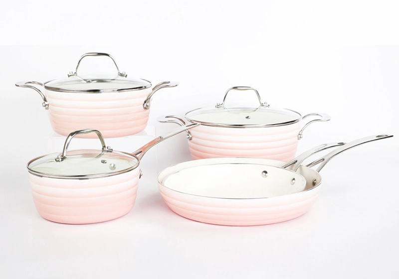 Factory Manufacture Ceramic Nonstick Coating Gradient Color Forged Aluminum Cookware Set