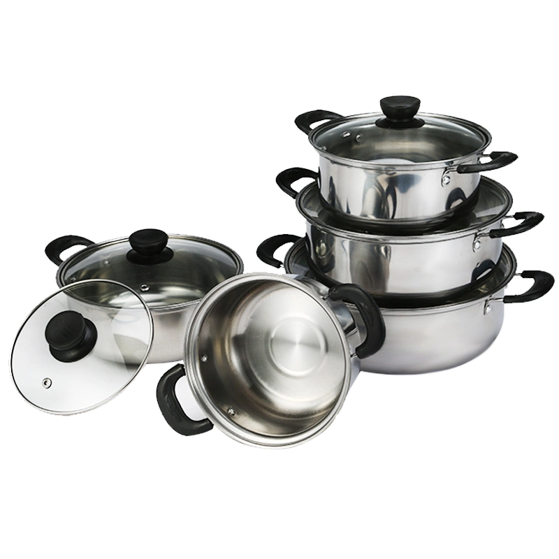 Kitchen Cookware Pots Set Stainless Steel Casseroles Soup Pot with Glass Cover