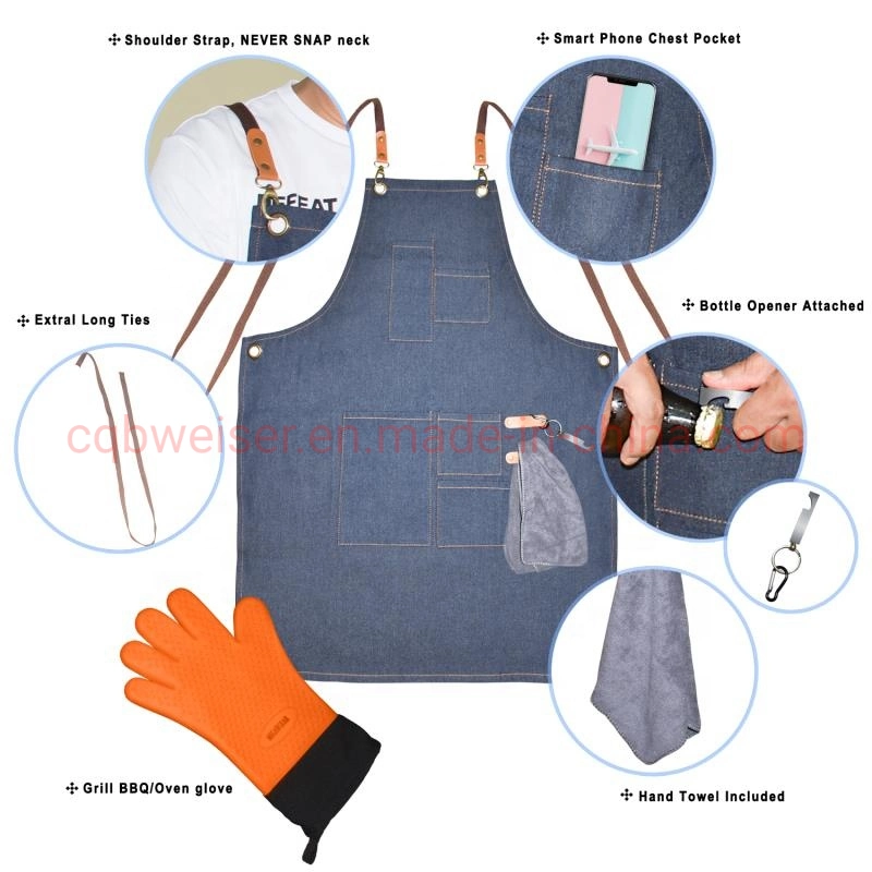 Kitchen Apron Grilling BBQ Apron Set Accessories Kit