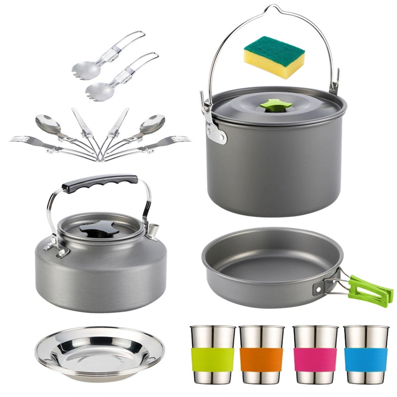 Camping Aluminum Cookware Set, Suitable for 5-6 People