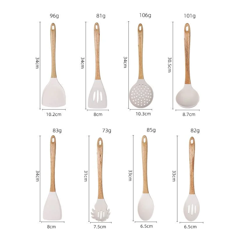 Non-Stick BPA-Free Wooden Handle Silicone Cooking Cookware Utensils Accessories Set