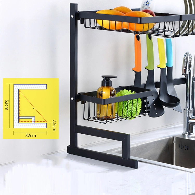 Sink Storage Kitchen Large Capacity Single Double Trough Storage Rack Multi-Purpose Drain Rack for Dishes and Tableware