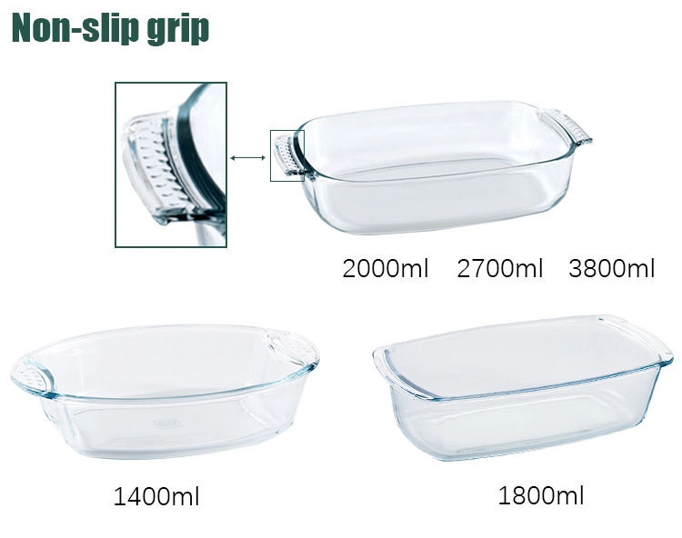 High Quality Tempered Glass Baking Tray Dishes Bakeware Set with Lid