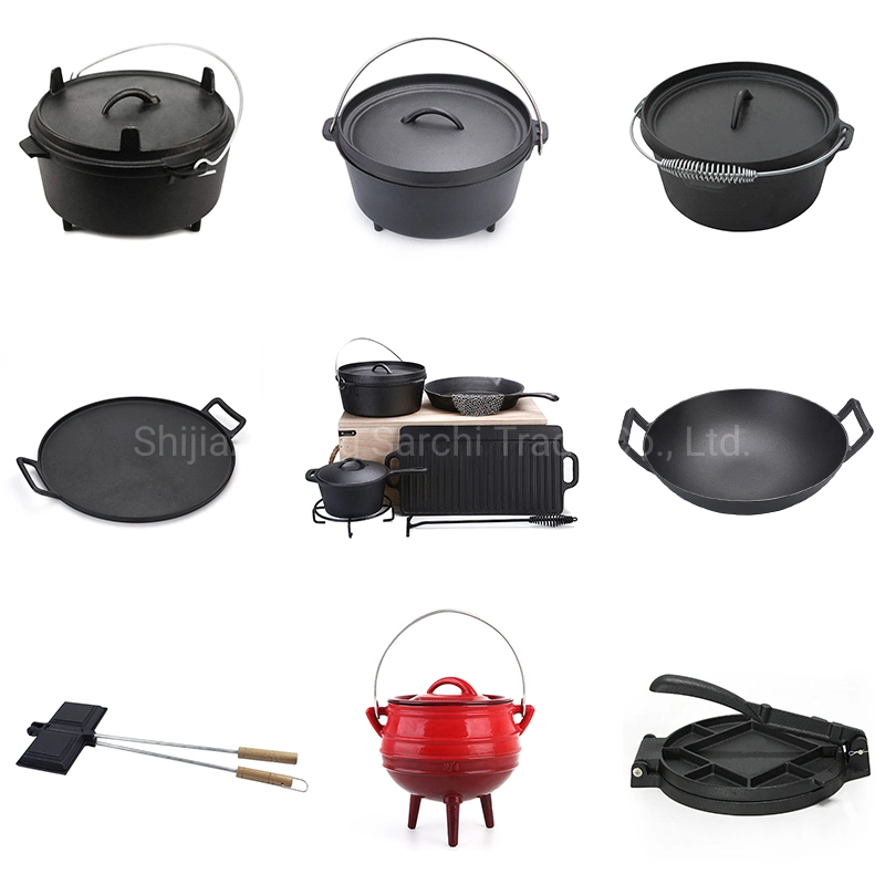 China Factory Cast Iron Skillet Grill Pan Heavy Duty Dutch Oven Non Stick Frying Pan Cast Iron Cookware