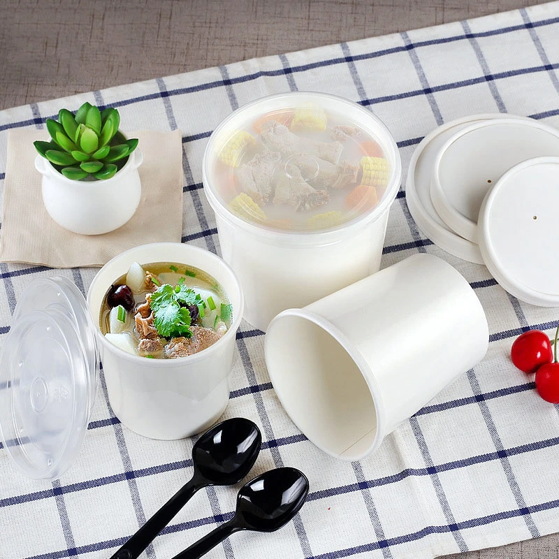 Custom Disposable Food Packing Container Kraft Paper Soup Cup Bowl