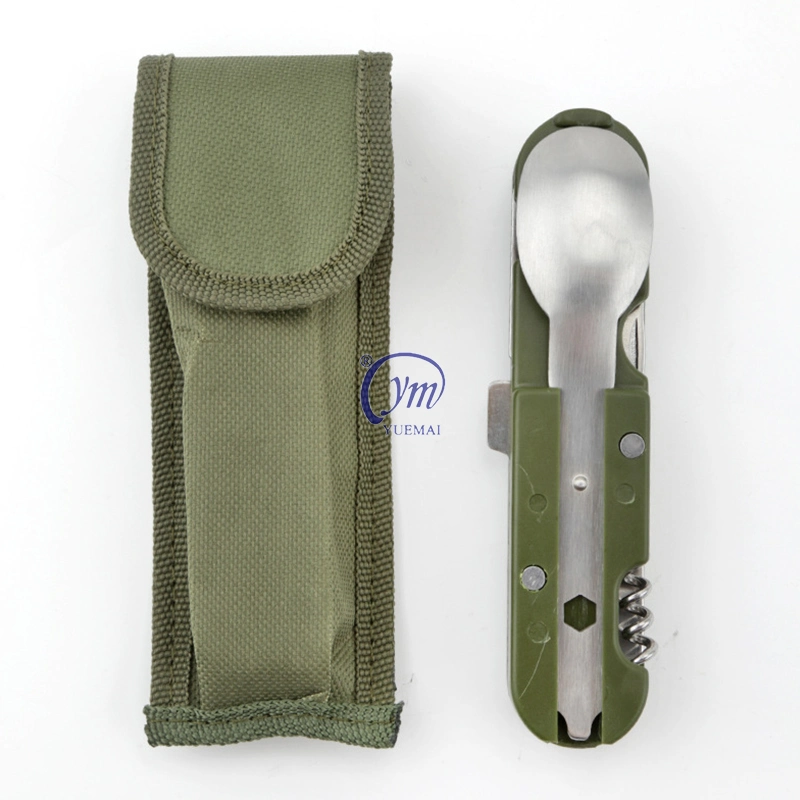 Portable 5-in-1detachable Folding Outdoor Camping Tableware Set Stainless Steel Travel Knife and Forks