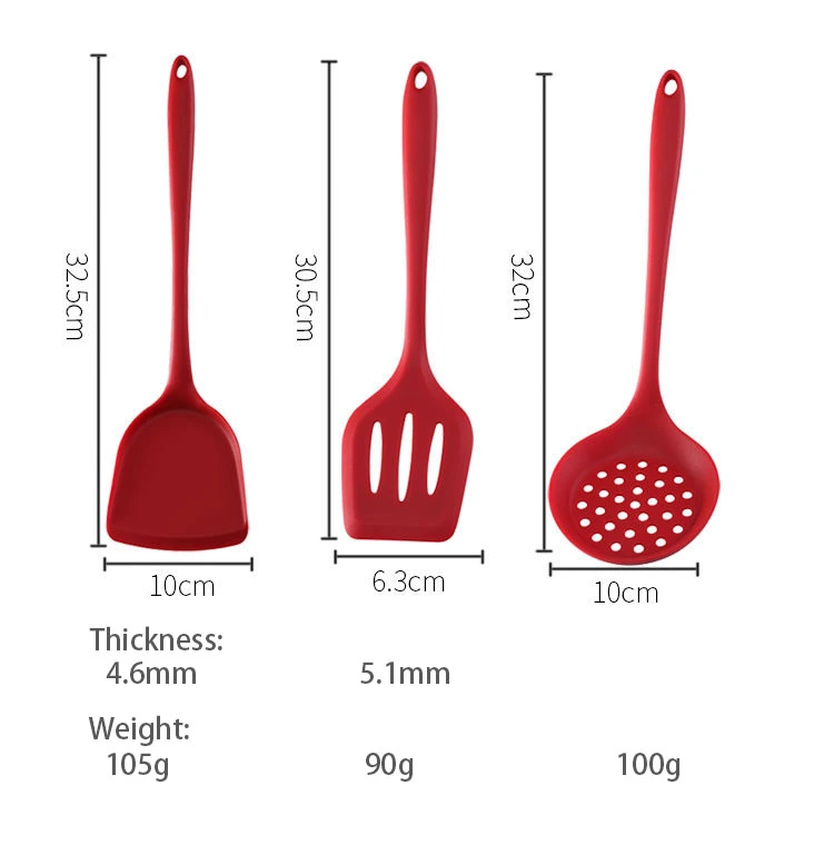 Reusable 9 PCS Red Color Nylon Nonstick Silicone Kitchen Utensil Set