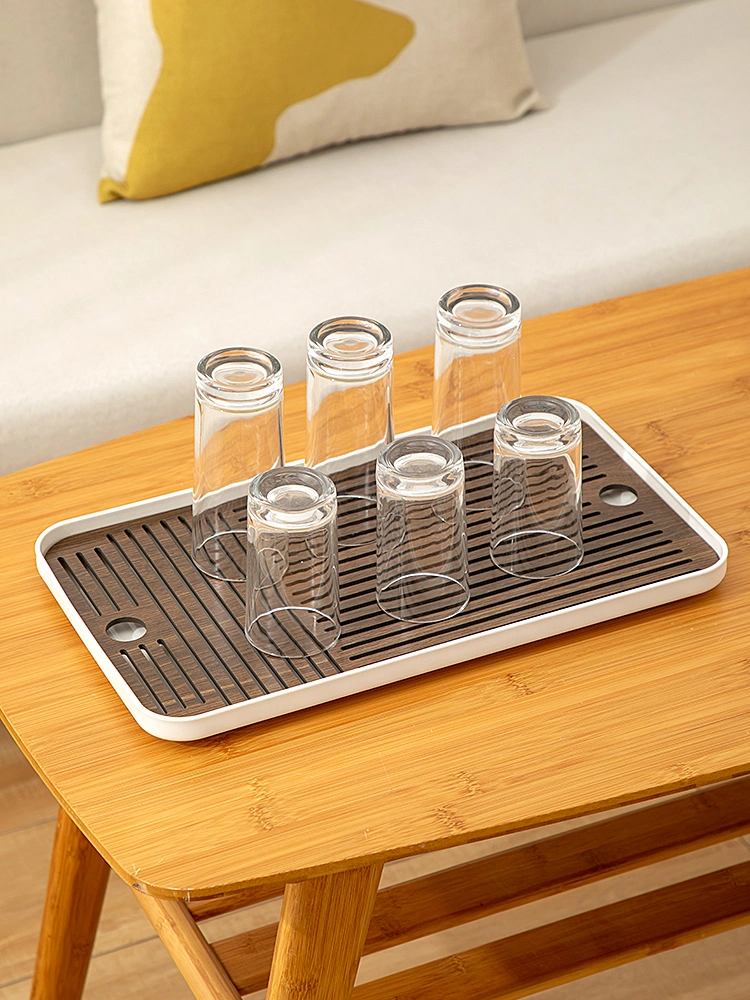 1026 Kitchen Sink Organizers Tray Wooden Sponge Holder Countertop Fruits Mugs Cups Draining Board Tray Dish Drying Rack