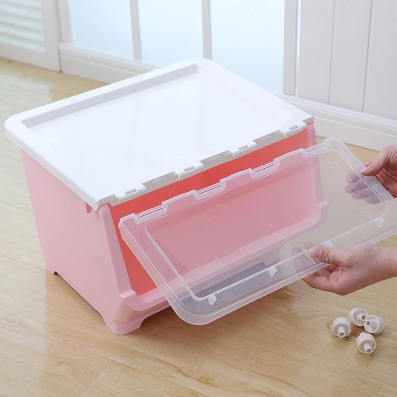 Plastic Storage Bins with Lid, PP Stackable Storing Basket Bins