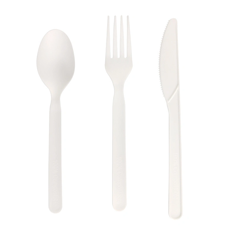 Wholesale Biiodegradable Plastic Cpla Cutlery Set Cpla Tableware Set Disposable Cpla Spoon Fork Knife