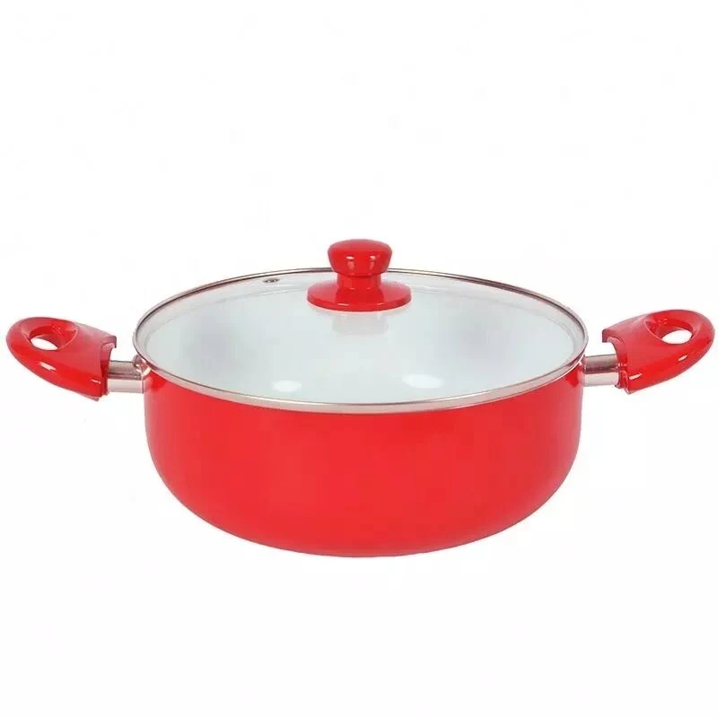 Hot Selling 9 PCS High Quality Red Kitchen Ceramic Coating Cooking Pots and Pans Set Camping Non Stick Cookware Sets