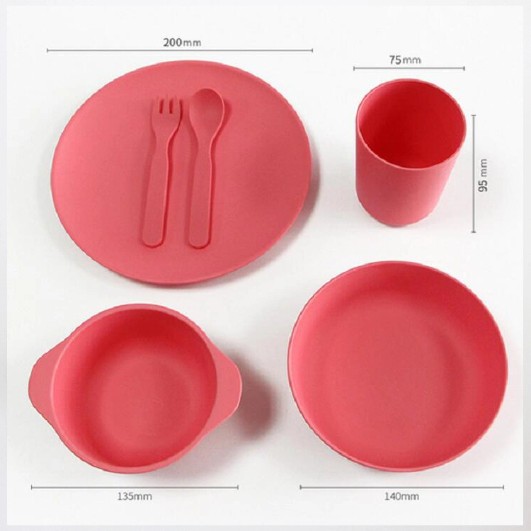 Plant Based PLA Wheat Straw Kids Dinner Sets Plates Bowls Cups Fork Spoon Baby Serving Bowl