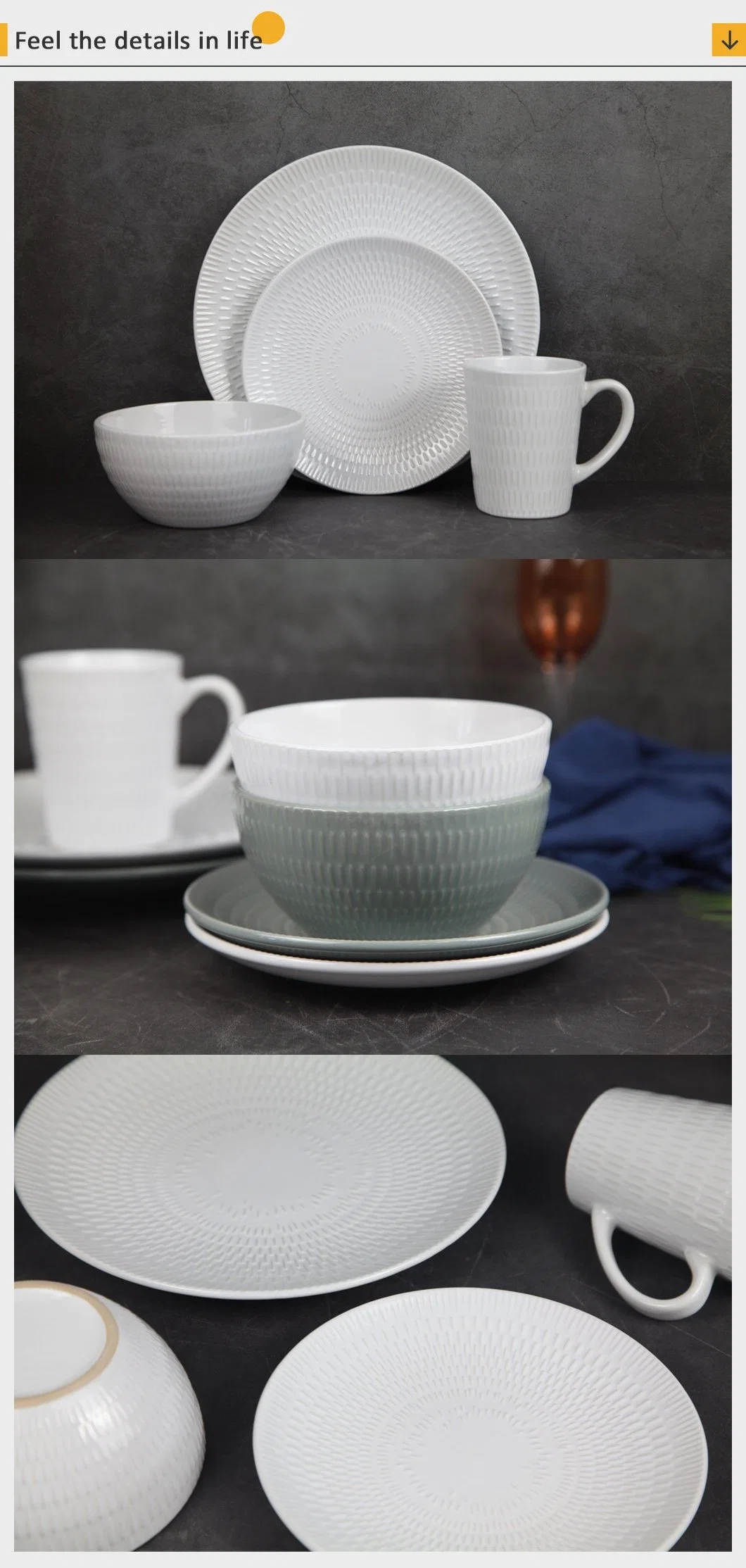 Restaurant Supplies Black Porcelain Plate Black Chinaware Plates Set Crockery Dinner Plate Set Ceramic Tableware