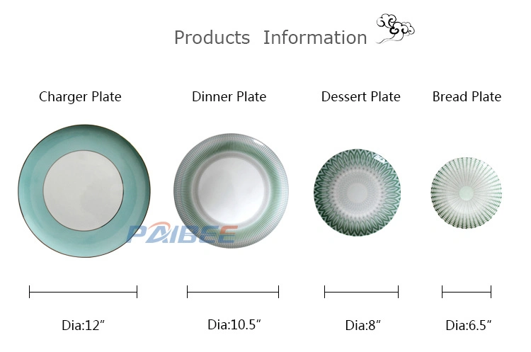 Paibee 12&prime;&prime; Charger Plate Cheap Restaurant Platter Dinnerware Kitchenware Set Bone China Plate Set