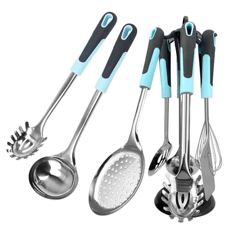 7PCS Stainless Steel Kitchenware Set Kitchen Utensils with Soft Handle Spoon Home Tools Gadgets