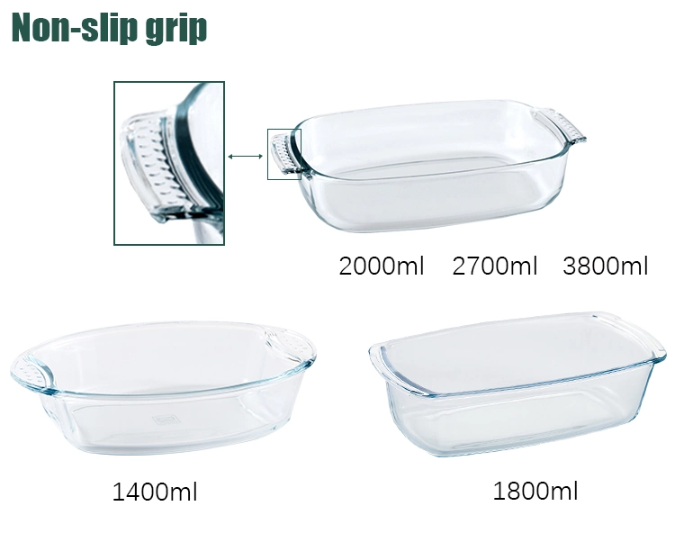 Dishwasher Safe Clean Heat-Resistant High Borosilicate Glass Bakeware with Handle &amp; Oven Baking Dish