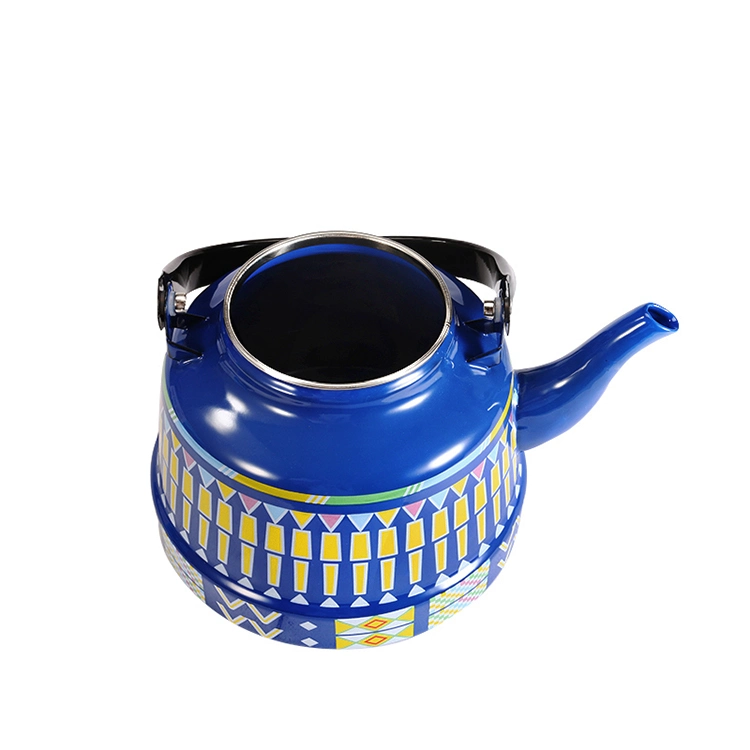 Factory Hot Sale Blue Enamel Tea Kettle Cookware Antique Coffee Pot with Stainless Steel Handle