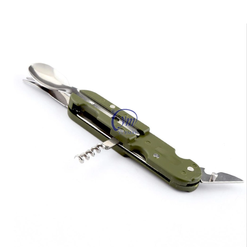 Portable 5-in-1detachable Folding Outdoor Camping Tableware Set Stainless Steel Travel Knife and Forks
