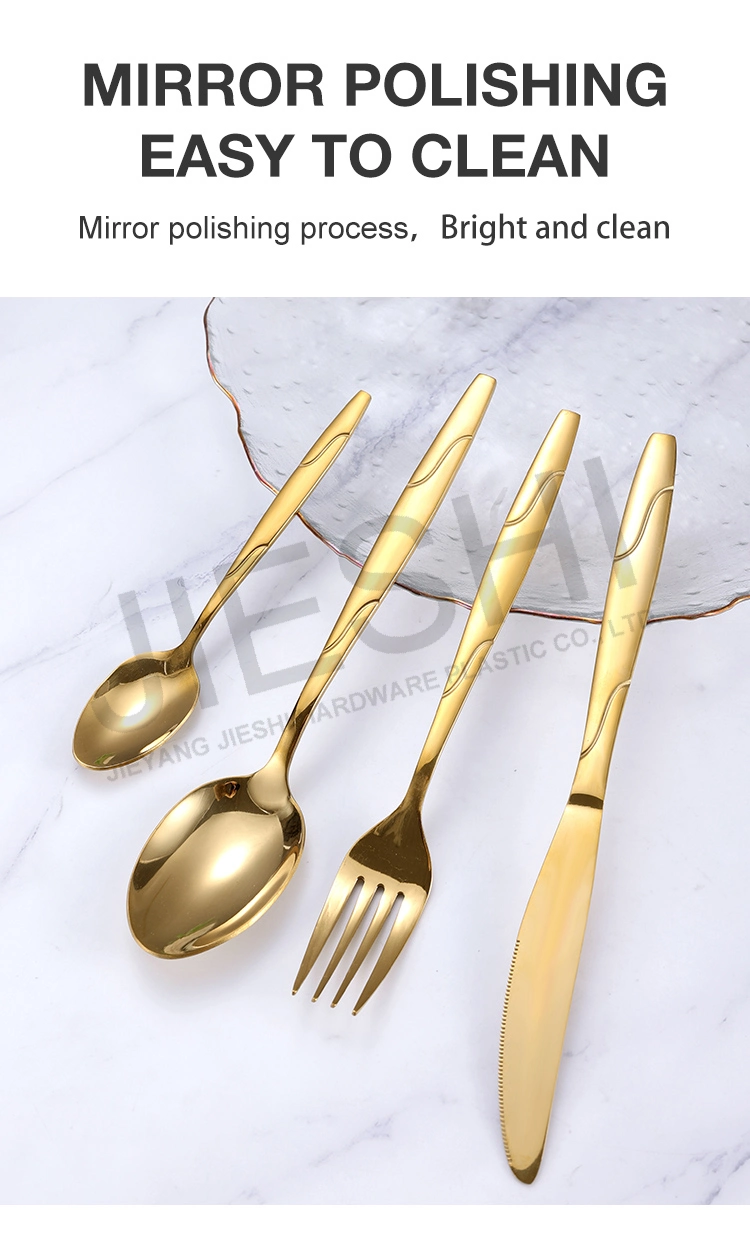 Luxury Tableware Golden Dinnerware Stainless Steel Cutlery Set