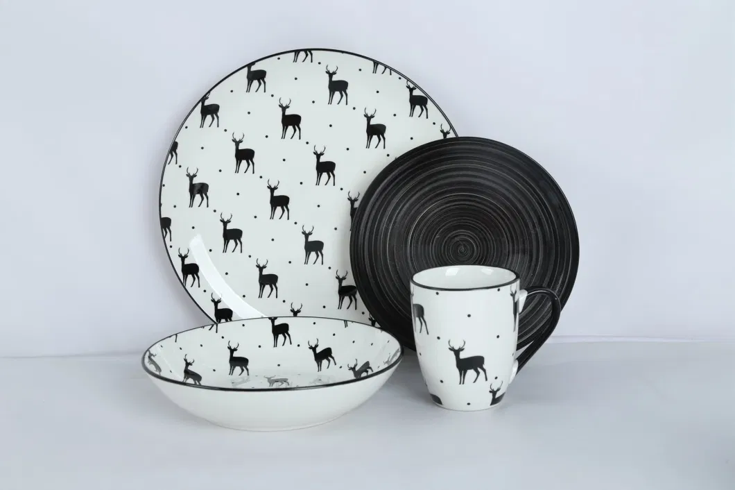 Ceramic Dinnerware Sets for Kids 3D Printed Animal Pattern Cartoon Dinner Sets Ceramic Tableware Bowl Mugs and Plate