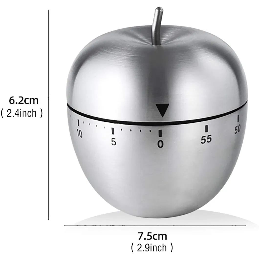 Promotional Gift Stainless Steel Apple Kitchen Timer with 60 Minutes