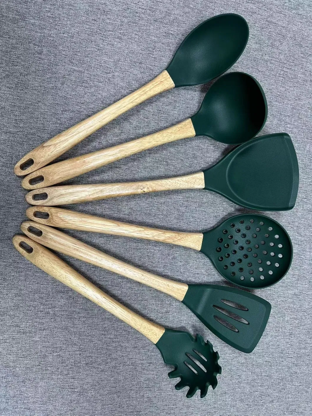 Non-Stick BPA-Free Wooden Handle Silicone Cooking Cookware Utensils Accessories Set