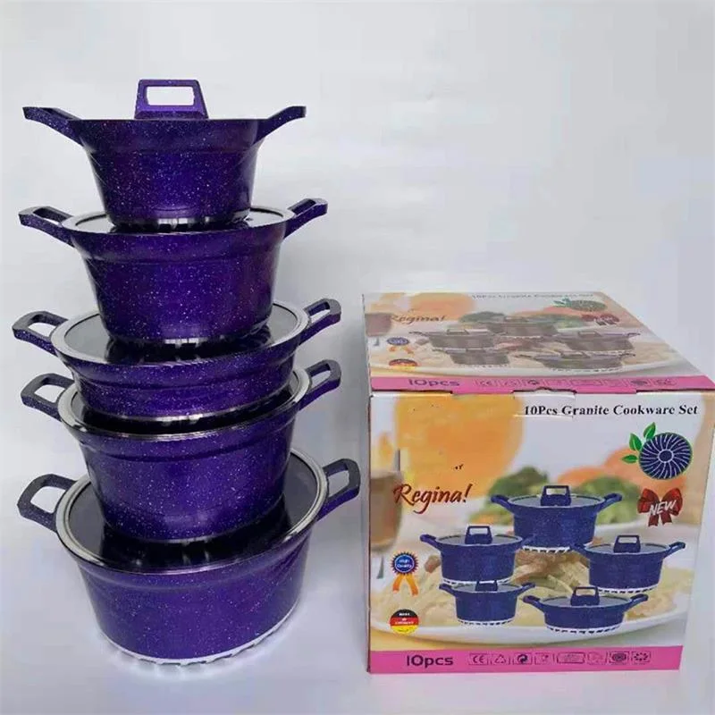 10PCS Eco-Friendly Coating Aluminum Ketchen Soup Cooking Pots Ceramic Casserole Nonstick Cookware Sets