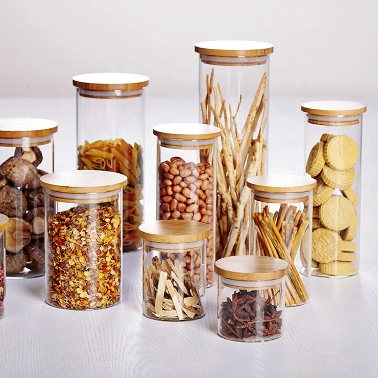 Borosilicate Kitchen Food Glass Storage Jars Set with Bamboo Lid
